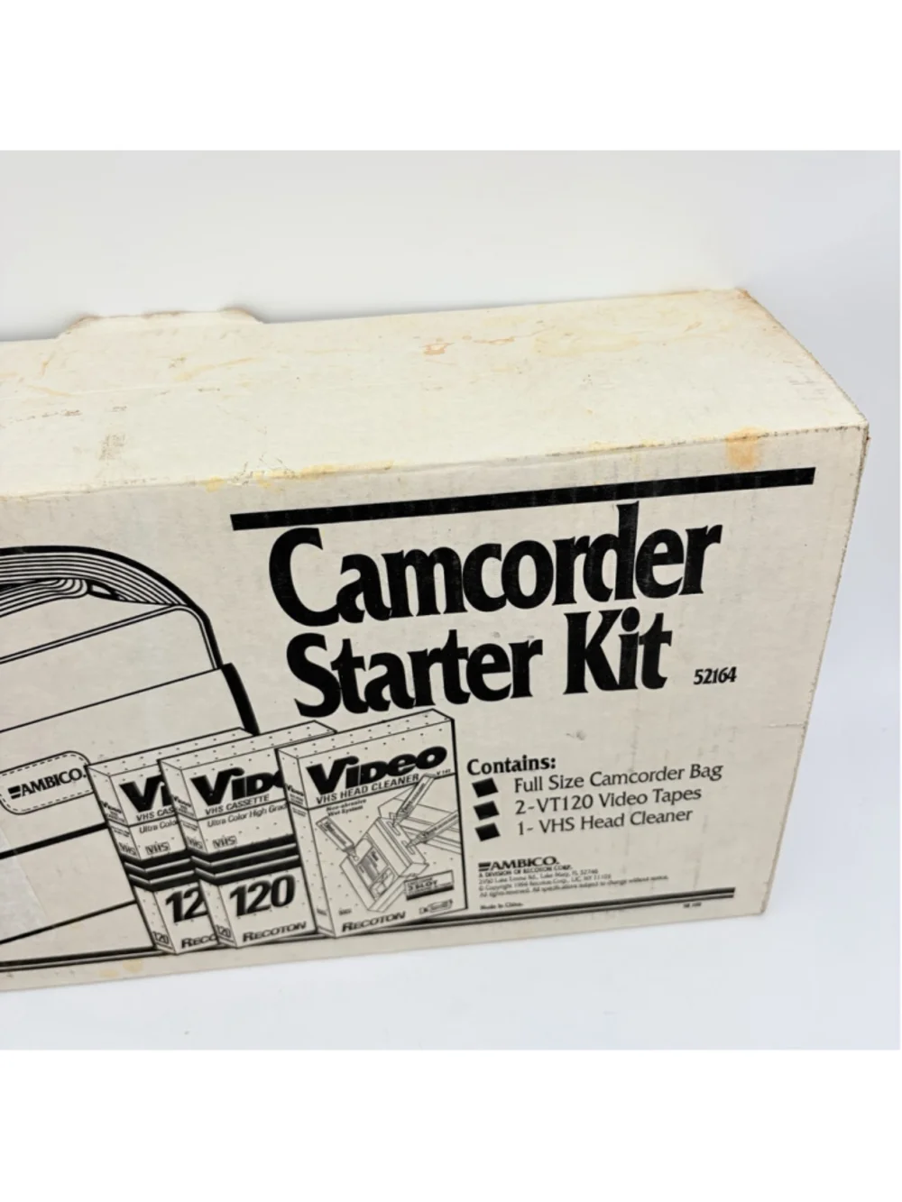 NEW AMBICO 52164 Camcorder Starter Kit V-0451 Bag 2 VT120 VHS Tapes V144 SEALED